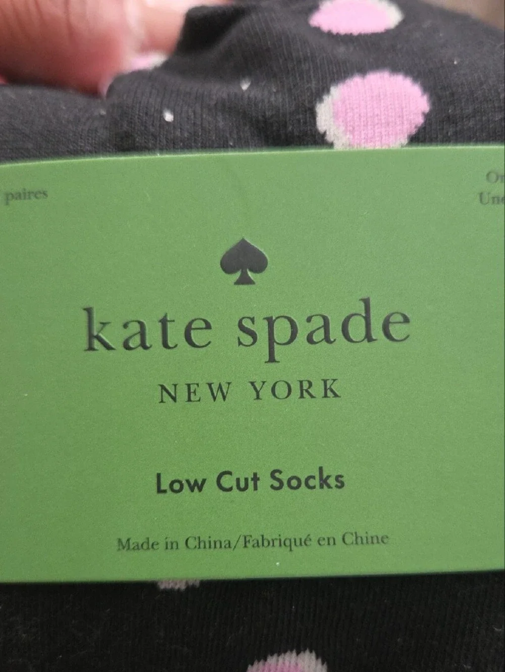 3 Pack Kate spade Black Low-Cut Socks with Pink, White, Black